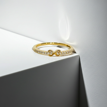 Infinity Style 14K Solid Gold Pave Diamond Fashion Ring Band