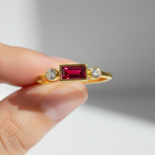 Ruby With Side Diamond 14K Solid Gold Diamond Fashion Ring for Women