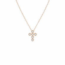 14K Solid Gold Bezel Cross Diamond Necklace - Triple C Diamond's