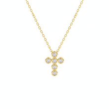 14K Solid Gold Bezel Cross Diamond Necklace - Triple C Diamond's