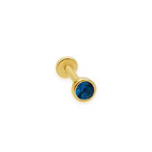 14K Solid Gold Bezel Setting Blue Sapphire Piercing Flat Back Stud - Triple C Diamond's