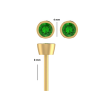 14K Solid Gold Bezel Setting Green Emerald Piercing Flat Back Stud - Triple C Diamond's