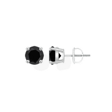 14K Solid Gold Black Round Cut Diamond Earrings Stud Triple C Diamond's 
