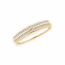 14K Solid Gold Channel Setting Dubble Line Diamond Ring - Triple C Diamond's