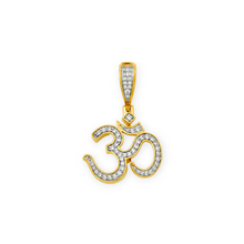 14K Solid Gold Channel Setting Om Diamond Pendant - Triple C Diamond's