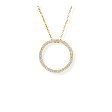 14K Solid Gold Circle Diamond Necklace - Triple C Diamond's