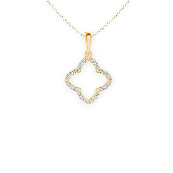 14K Solid Gold Clover Diamond Necklace - Triple C Diamond's