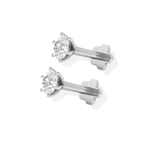 14K Solid Gold Diamond 6 Prong Earrings Stud - Triple C Diamond's