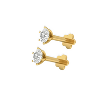 14K Solid Gold Diamond 6 Prong Earrings Stud - Triple C Diamond's