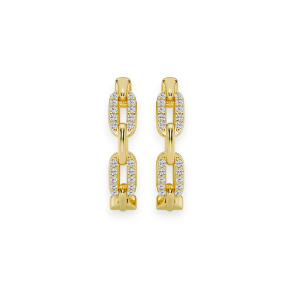 14K Solid Gold Diamond Chain Hoop Earrings - Triple C Diamond's