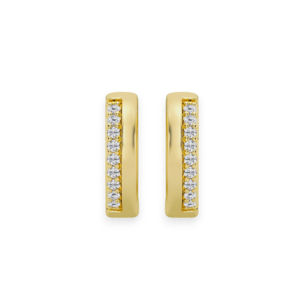 14K Solid Gold Diamond Petit Hoop Earrings - Triple C Diamond's