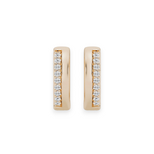 14K Solid Gold Diamond Petit Hoop Earrings - Triple C Diamond's