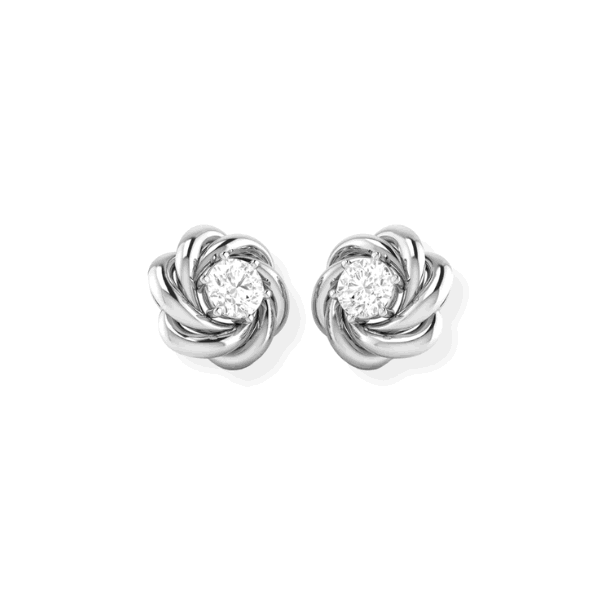 14K Solid Gold Diamond Small Love Knot Earrings Stud - Triple C Diamond's