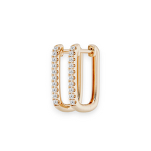 14K Solid Gold Diamond Square Hoop Earrings - Triple C Diamond's