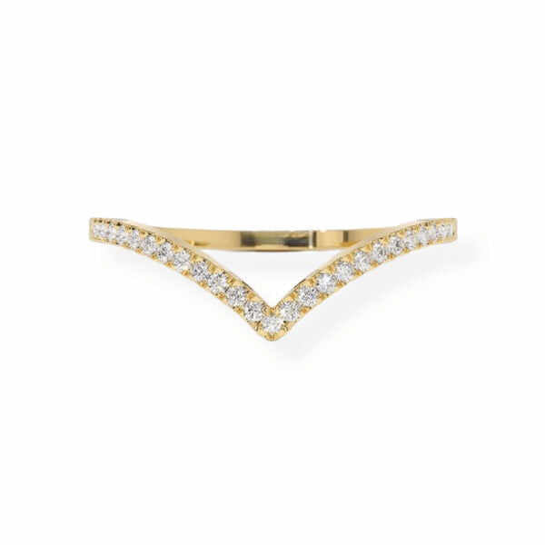 14K Solid Gold Diamond V Shape Engagement Ring - Triple C Diamond's