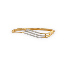14K Solid Gold Everyday Wearing Diamond Bangle - Triple C Diamond's