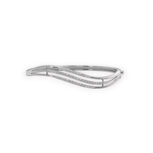 14K Solid Gold Everyday Wearing Diamond Bangle - Triple C Diamond's