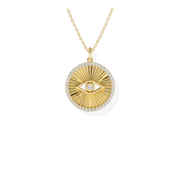 14K Solid Gold Evil Eye Diamond Necklace - Triple C Diamond's