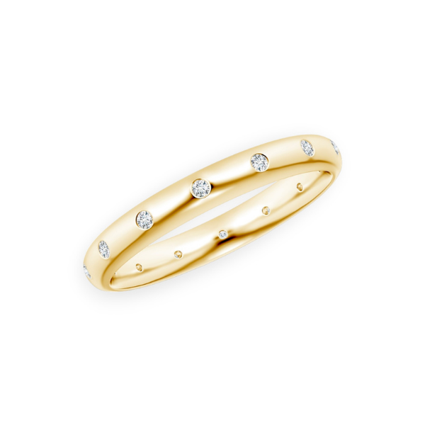 14K Solid Gold Flux Setting Diamond Ring Band - Triple C Diamond's