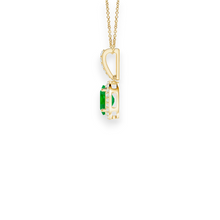 14K Solid Gold Genuine Emerald Halo Diamond Necklace - Triple C Diamond's