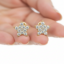 14K Solid Gold Medium Star Diamond Earrings - Triple C Diamond's