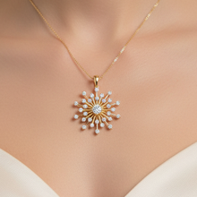 14K Solid Gold Motif Flower Diamond Necklace - Triple C Diamond's