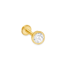 14K Solid Gold Natural Diamond Bezel Setting Flat Back Piercing Stud - Triple C Diamond's
