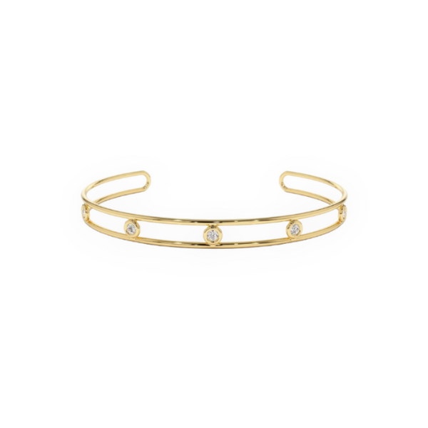 14K Solid Gold Open Cluff Diamond Bangle Bracelet - Triple C Diamond's