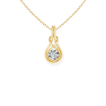 14K Solid Gold Petite Love knot Solitaire Diamond Pendant - Triple C Diamond's