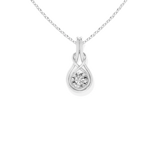 14K Solid Gold Petite Love knot Solitaire Diamond Pendant - Triple C Diamond's