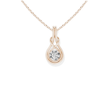 14K Solid Gold Petite Love knot Solitaire Diamond Pendant - Triple C Diamond's