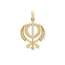 14K Solid Gold Religious Khanda Diamond Pendant - Triple C Diamond's