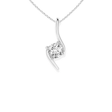 14K Solid Gold Round Brilliant Cut Twist Solitaire Diamond Pendant - Triple C Diamond's