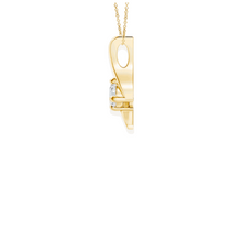 14K Solid Gold Round Brilliant Cut Twist Solitaire Diamond Pendant - Triple C Diamond's