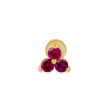 14K Solid Gold Ruby Trio Piercing Flat Back Stud - Triple C Diamond's