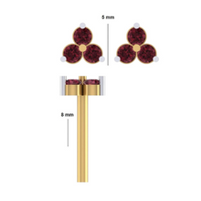 14K Solid Gold Ruby Trio Piercing Flat Back Stud - Triple C Diamond's