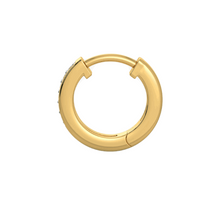 14K Solid Gold Small Diamond Earrings Hoop - Triple C Diamond's