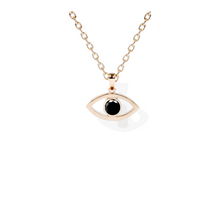 14K Solid Gold Solitaire Evil Eye Necklace - Triple C Diamond's