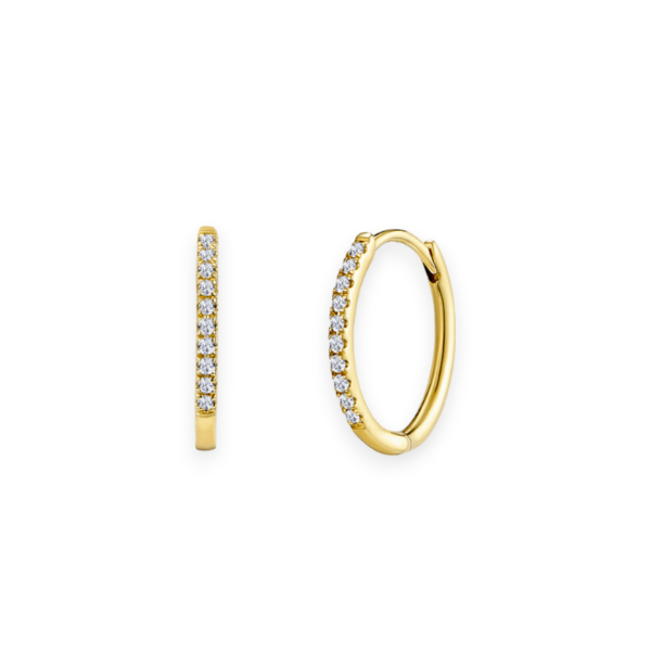 14K Solid Gold Sparkling Hoop Diamond Earrings - Triple C Diamond's