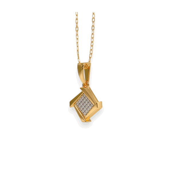14K Solid Gold Square Pave Settings Diamond Necklace - Triple C Diamond's