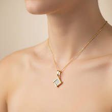 14K Solid Gold Square Pave Settings Diamond Necklace - Triple C Diamond's