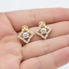 14K Solid Gold Square Shape Diamond Earrings - Triple C Diamond's