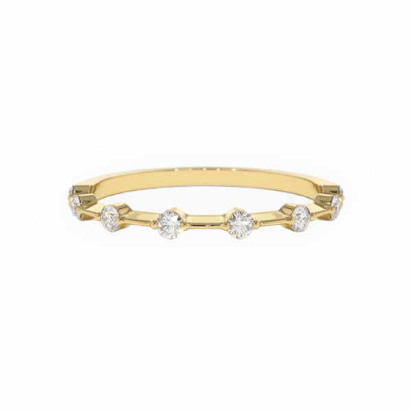 14K Solid Gold Stacking Diamond Ring Band - Triple C Diamond's