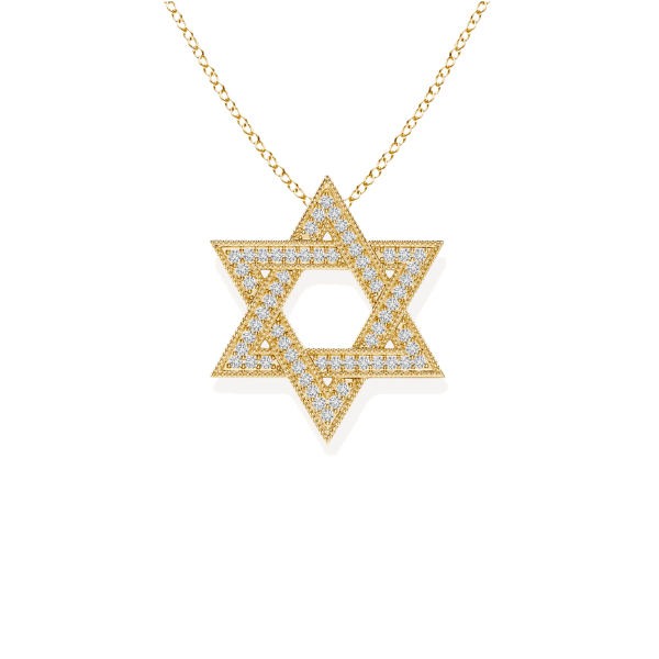 14K Solid Gold Star Of David Diamond Necklace - Triple C Diamond's