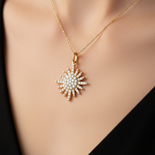 14K Solid Gold The Glory of Sun Diamond Necklace - Triple C Diamond's