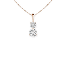 14K Solid Gold Two Diamond Prong Setting Solitaire Pendant - Triple C Diamond's