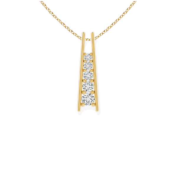 14K Solid Gold Vertical Prong Settings Diamond Necklace - Triple C Diamond's