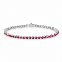 14K Solid Yellow Gold Classic Design With Ruby Tennis Bracelet