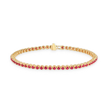 14K Solid Yellow Gold Classic Design With Ruby Tennis Bracelet - Triple C Diamond's