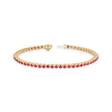 14K Solid Yellow Gold Classic Design With Ruby Tennis Bracelet - Triple C Diamond's